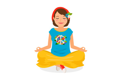 Hippie Girl Yoga Meditation