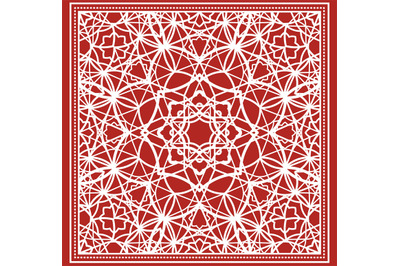 Red scarf with geometric design