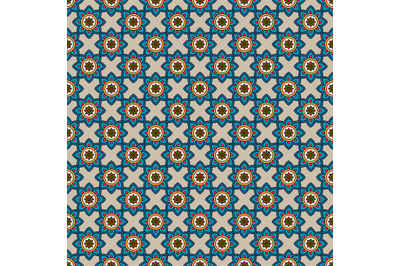 Abstract pattern with blue flowers