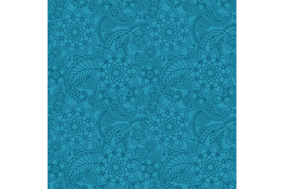 Blue arabic paisley pattern with flowers