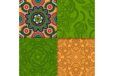 Indian beige and green pattern set