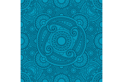 Mystical blue pattern with mandalas