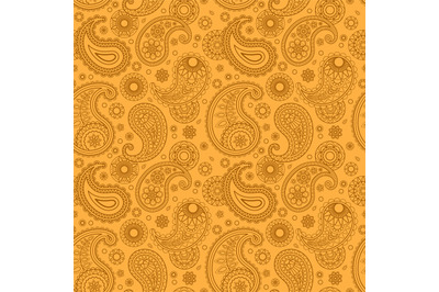 Yellow color arabic paisley pattern