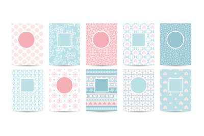 Romantic card templates with pink patterns