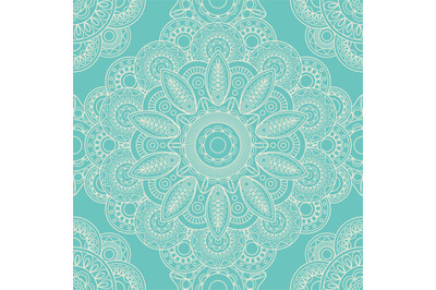 Blue lace boho doodle seamless pattern