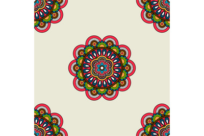 Boho doodle mandala seamless pattern