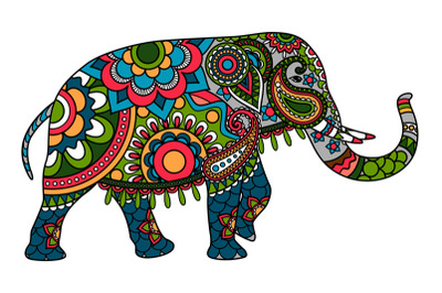 Colored doodle Indian elephant