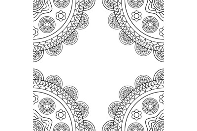 Doodle boho frame in black and white