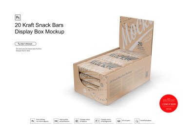 Download Kraft Display Box With Snacks Mockup Yellowimages