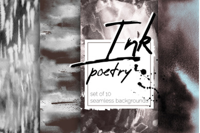 Ink poetry: set of seamless patterns