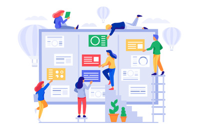 Kanban board. Agile project management, office team collaboration and