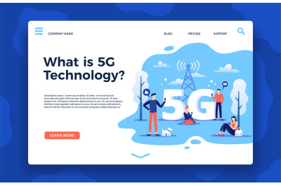 Network 5g landing page. Fast internet, wireless high speed connection