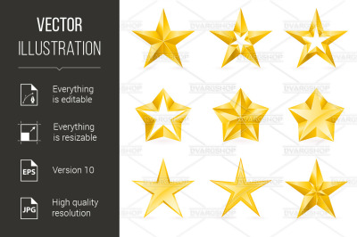 Different types and forms of gold stars