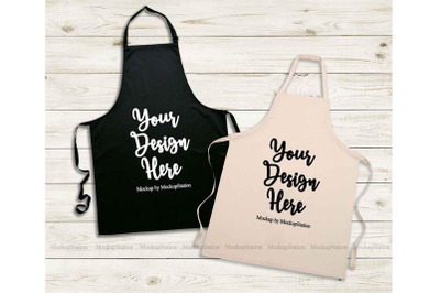 Black Apron Mockup&2C; Natural Beige Apron Template Mock Up