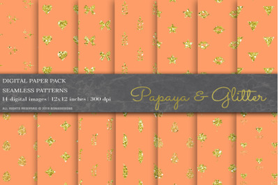 Papaya Glitter Digital Papers, Pattern