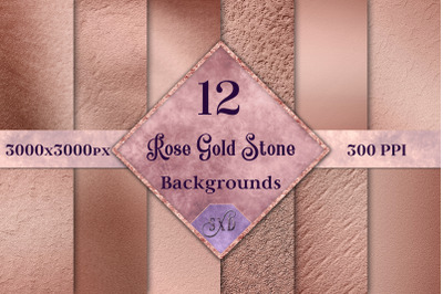 Rose Gold Stone Backgrounds - 12 Image Textures Set