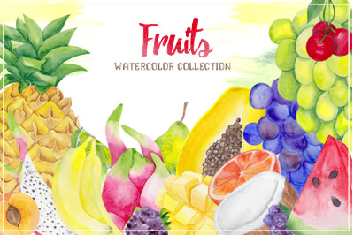 Fruits. Watercolor collection