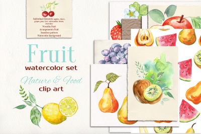Fruits watercolor collection