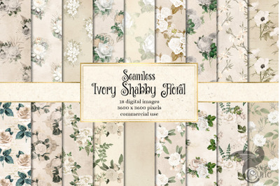 Ivory Shabby Floral Digital Paper