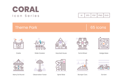 65 Theme Park Icons