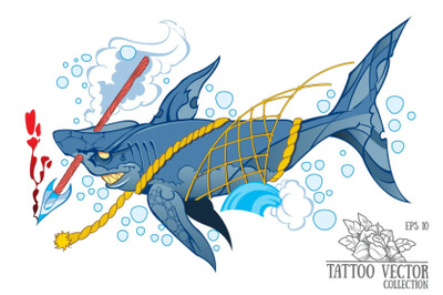 Shark tattoo vector