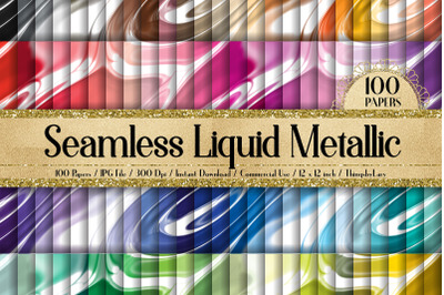 100 Seamless Liquid Foil Metallic Fluid Digital Papers