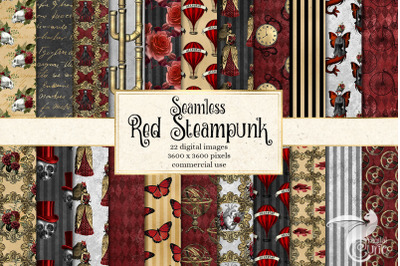 Red Steampunk Digital Paper