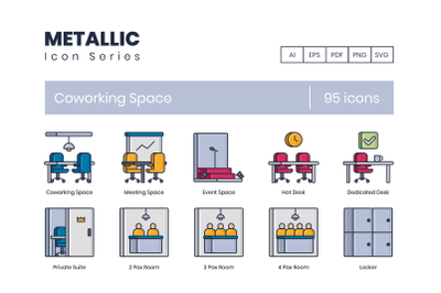 95 Coworking Space Icons