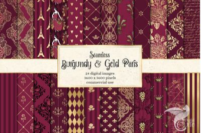 Burgundy and Gold Paris Digital Paper