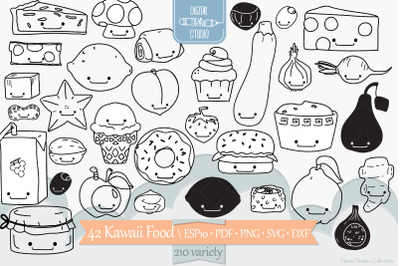 Kawaii Food A-Z | Hand Drawn Fruit, Vegetable, Sweets, Savory