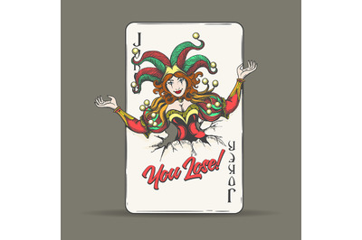 Joker Playing Card with Wording You Lose