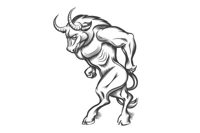 Minotaur Engraving Illustration