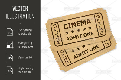 Two retro cinema tickets