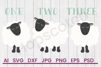 One Two Three Sheep - SVG File, DXF File