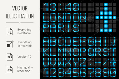 Set of letters on a mechanical timetable