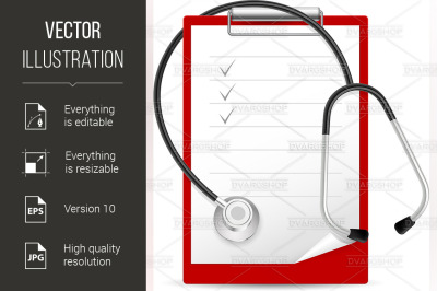 Realistic stethoscope and notes