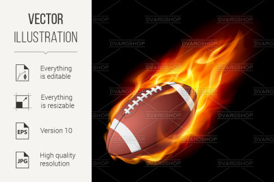 Realistic American football in the fire