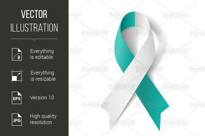 Teal and white ribbon