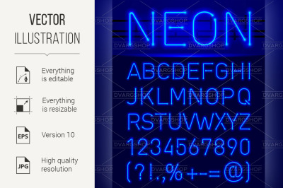 Neon font and symbols