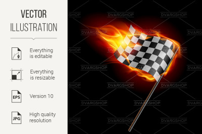 Burning checkered racing flag