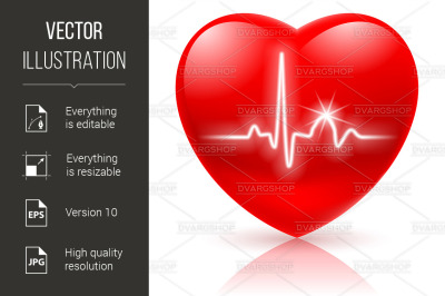 Heart with cardiogram.