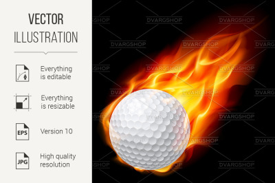 Golf ball on fire