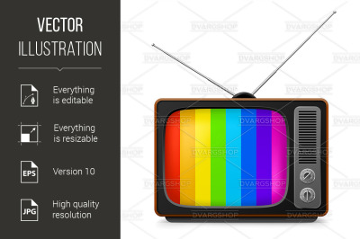 Realistic vintage TV with color frame