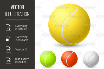 Realistic tennis ball in different colors