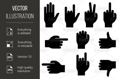 Set of hand gestures.