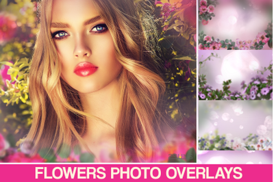 Digital flower backdrop, Flower overlay, Photoshop overlay, Field