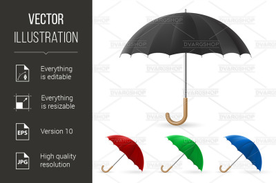 Realistic umbrella in four colors