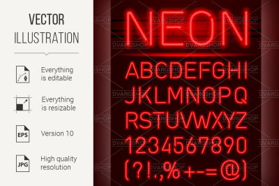 Neon font and symbols