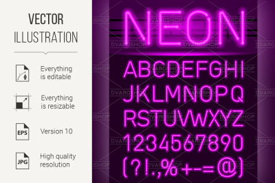 Neon font and symbols