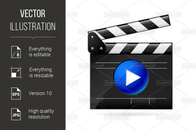 Open movie clapboard on white background